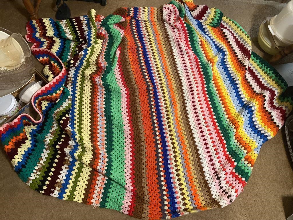Large bed sized colorful afghan excellent
