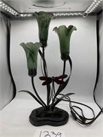 Metal Tulip Lamp With Blown Glass Shades see des