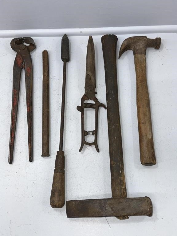 Cutting Nipper, Hammers, Antique Soldering Iron,