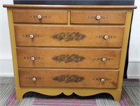 Hitchcock 5 Drawer Stenciled Maple Dresser Chest