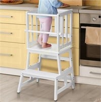 COSYLAND Kids Kitchen Step Stool Helper  White