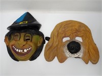 Two Vintage Rubber Halloween Masks
