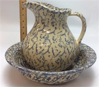 ROSEVILLE SPATTERWARE PITCHER & BOWL