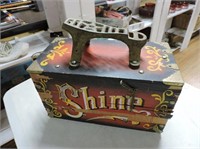 Shoe Shine Box W/ Cast Foot Rest