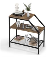 End Table 3 Tiers Shelf Rustic Brown Wood