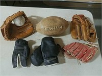 Lot of vintage sports equipment