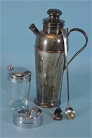 Silverplate Cocktail Shaker & Glass Ours Shaker