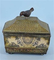 Wooden Storage Box w/ Bird Knob