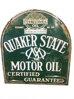 Quaker State Motor Oil DS Porcelain Tombstone Sign