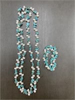 2 PIECE MATCHING TURQUOISE & FRESH WATER PEARL