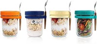 4 Set Overnight Oats Jars with Lid & Spoon