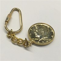1974 Gold Plates Key Chain Kennedy Half Dollar