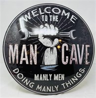 Metal Round Mancave Button Sign