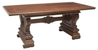 RENAISSANCE REVIVAL CARVED DOLPHIN DINING TABLE