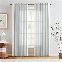 jinchan Striped Linen Curtains 108 Inch Long
