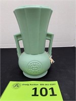 Abingdon Pottery Green Double Handle Vase