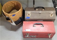 Carpenter's Tool Bucket, (2) Tool Boxes & More