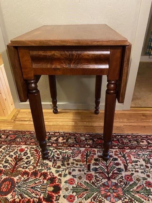 Antique Walnut Drop Leaf Stand w/drawer