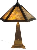 ANTIQUE TRIANGULAR BRASS LAMP