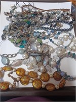 Lot of Silvertone Necklaces ,  Goldtone Beads w