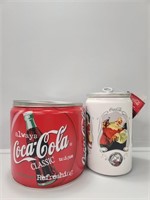 Tin Coke Can with Glasses, Coca Cola Cookie Jar