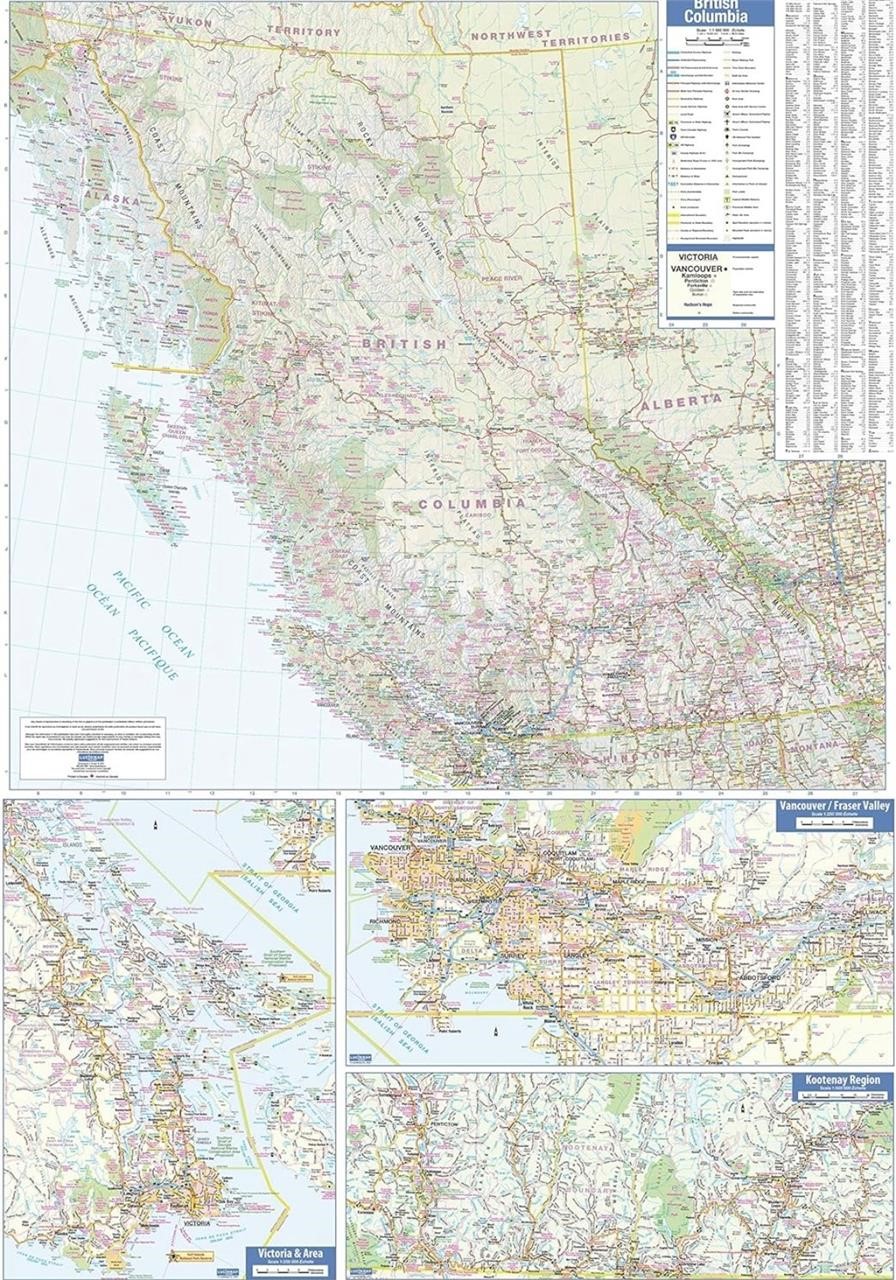 $100 (37.5x54") British Columbia Wall Map