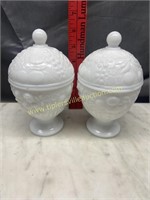 Pair of milk glass candy stands