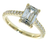 14kt Gold 2.25 ct Emerald Cut Lab Diamond Ring