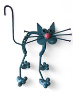 CUTE! Handmade Turquoise Metal Cat Statue