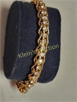 estate gold plated rhinestone bracelet 7" beauty