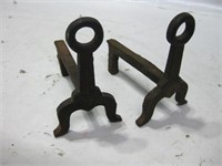 Pair Cast Iron 4"x 4" Miniature Andirons