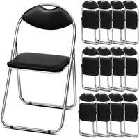12 Pack Folding Chairs Padded Seats Black