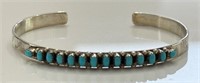 DESIRABLE VINTAGE ZUNI SIGNED BRACELET W TURQUOISE