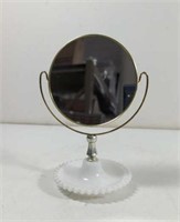 Vintage Hobnail Milk Glass Vanity Mirror