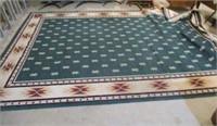 Crown Area Rug, Green, Tan & Red, needs cleaned