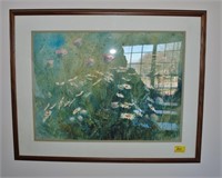 Framed Floral Watercolor by Frank Hensley