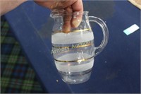 VINTAGE GLASS PITCHER W/ GOLD BANDS