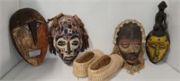 WOODEN MASKS & SHOES FROM AFRICA