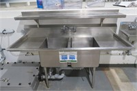 74" S/S 2-Well Sink With Drain Tables, Shelf, &