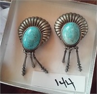 Western vintage silvertone and turquoise earrings