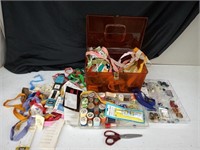 SEWING BOX FULL OF ITEMS