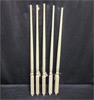 (5) WHITE PIN TOP WOOD BALUSTERS
