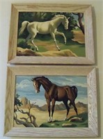 Two 1960's Paint by Number Framed Horse Paintings