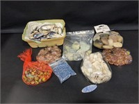 Sea shells, stones, glass decorative gems