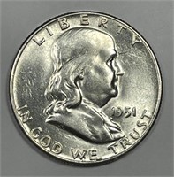 1951 Franklin Silver Half Brilliant Uncirculated