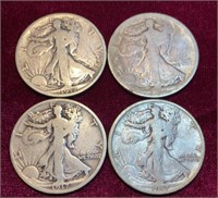 1917 D & S Liberty Standing Half Dollar Coins