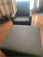 EQ3 Grey Chair and Ottoman Set