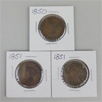 1850 & 1851 (2) Braided Hair Large Cents.
