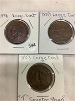 1840,50,53 Large Pennies
