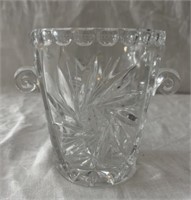Heavy Etched Crystal Vase